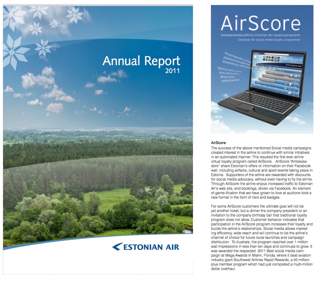 Estonian Air annual report featuring Airscore