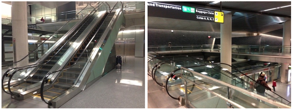 Images of "C" escalators operating downward