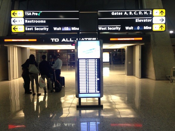 Image showing posted security wait times at IAD