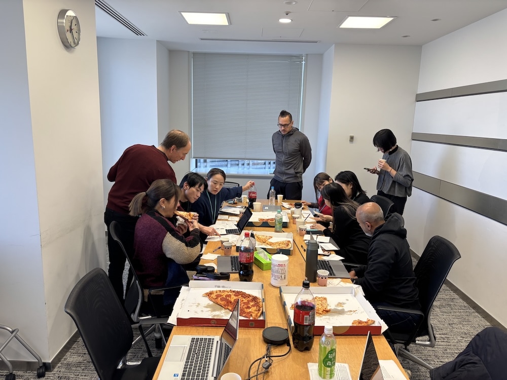 Team in action with simulation game