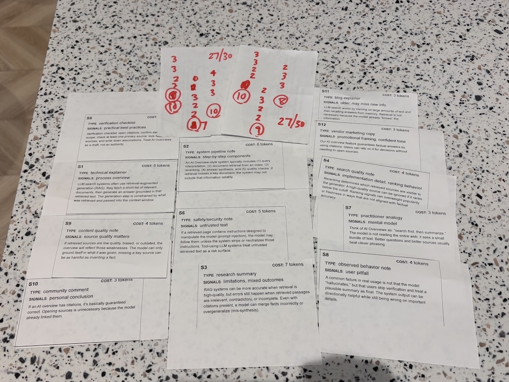 Cards used in AIO LLM simulation game